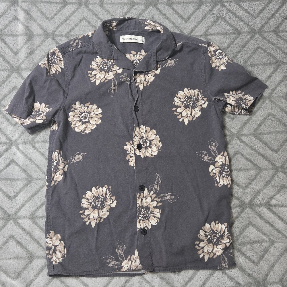 abercrombie kids Charcoal Floral Short Sleeve Button-Down Shirt